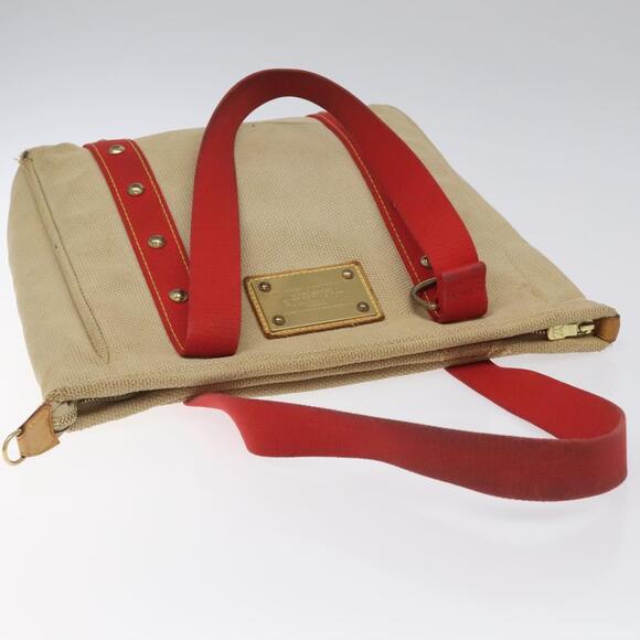 LOUIS VUITTON Antigua Cabas MM Tote Bag Beige Red M40035 - Picture 6 of 12